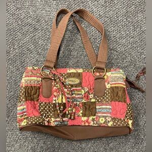 VTG Donna Sharp Quilted Patchwork Handbag Pink Brown